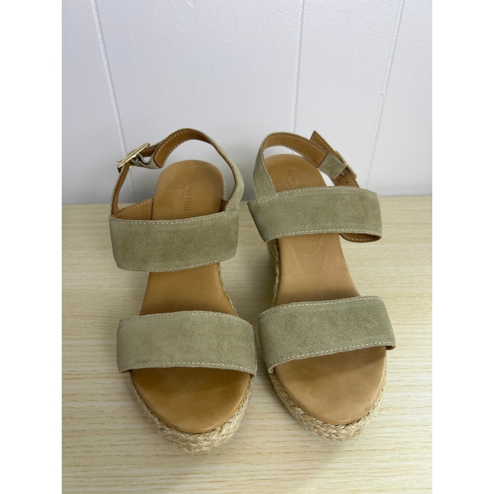 Garnet Hill Wedge Sandals Womens 8 Tan Suede Espadrille Made in Italy Boho - Picture 7 of 7